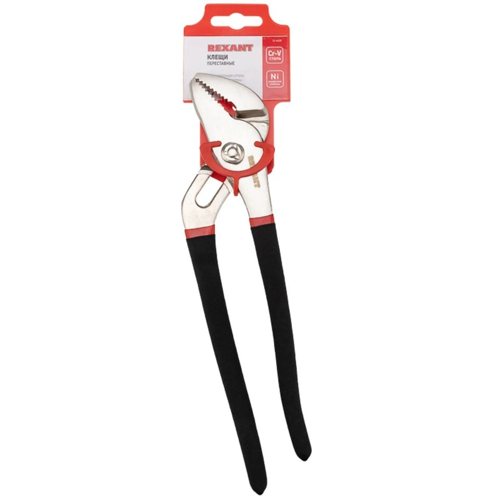 Клещи переставные 250мм никелированные, обливные рукоятки REXANT 12-4635