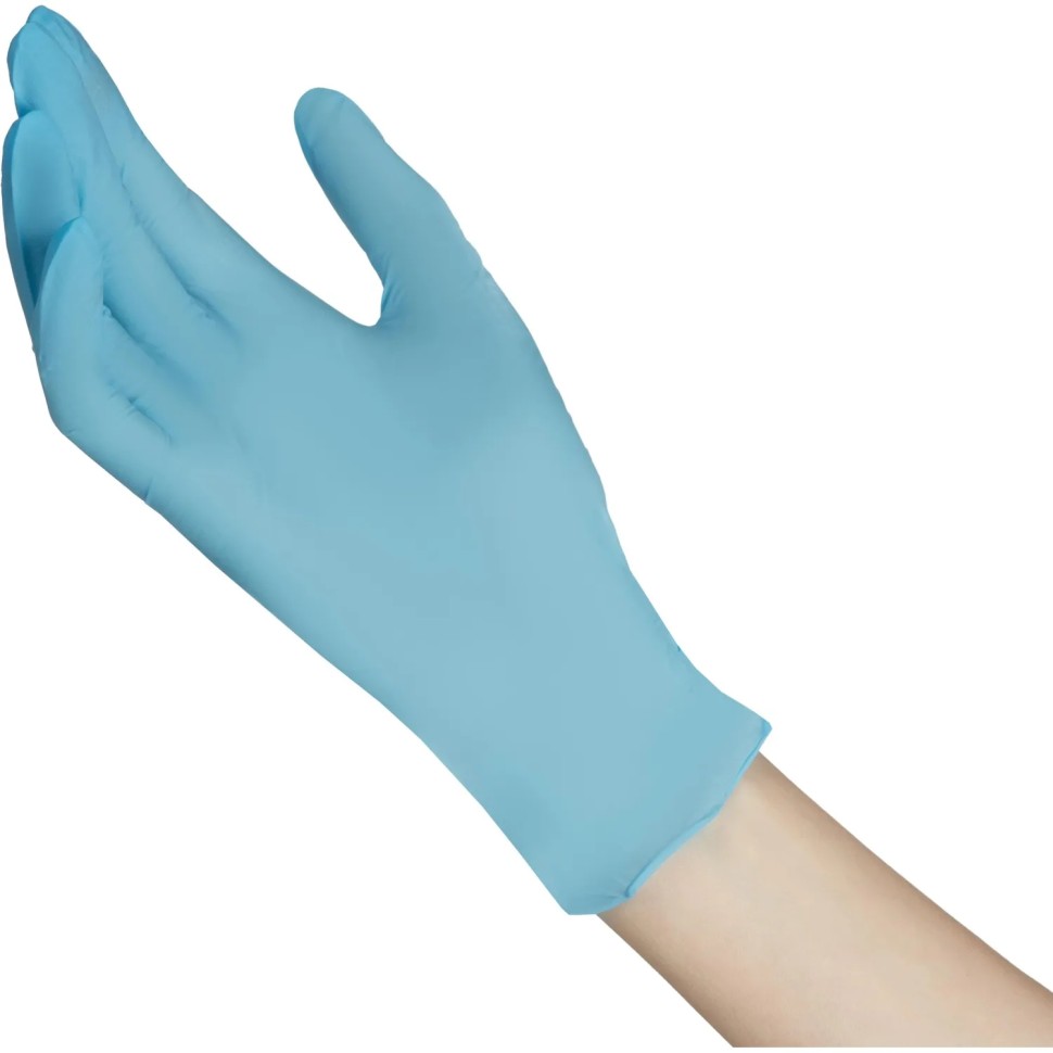 Перчатки нитрил., нестер., н/о, голубой Benovy (XS) 100пар/уп