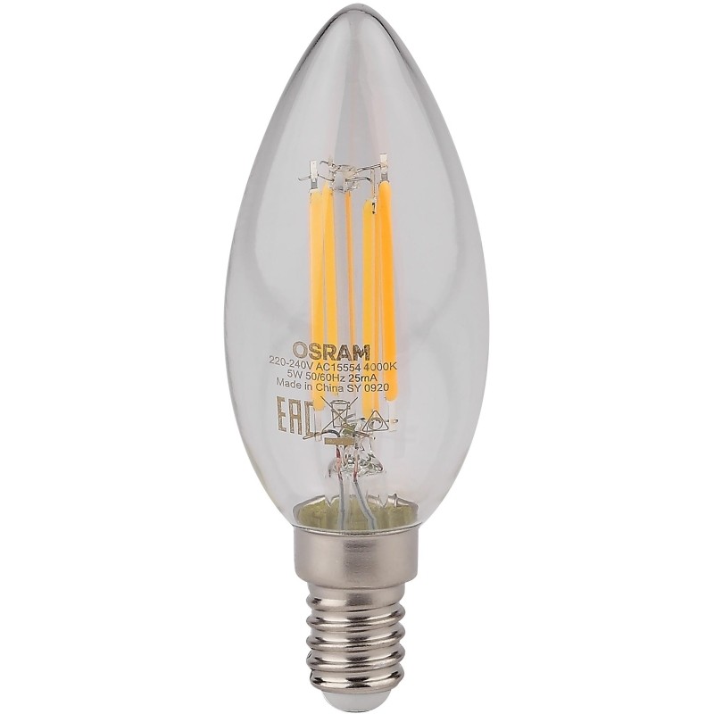 Лампа светодиодная OSRAMLSCLB60D 5W/840 230V FIL E14 FS1