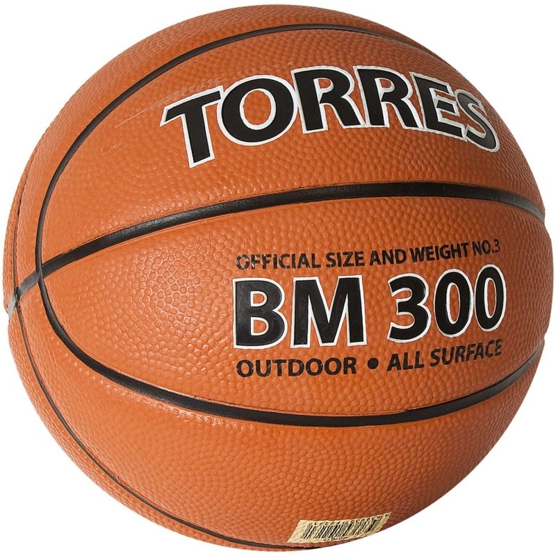 Мяч баск. трен. TORRES BM300, B02013, р.3 темнооранжево-черный