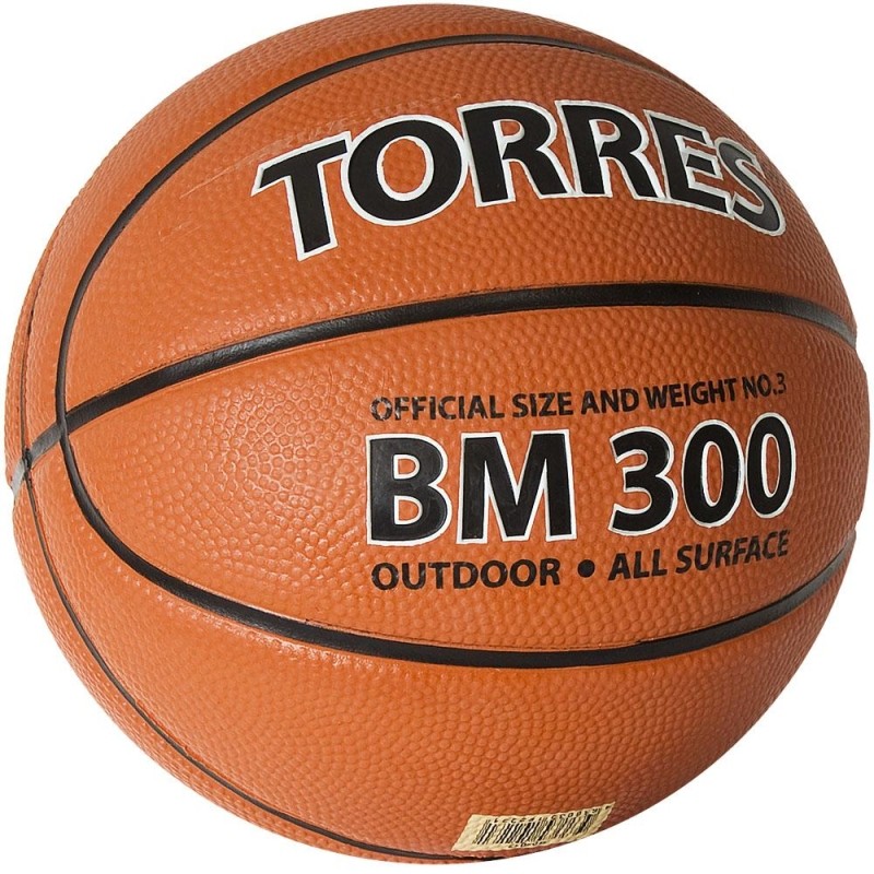 Мяч баск. трен. TORRES BM300, B02013, р.3 темнооранжево-черный
