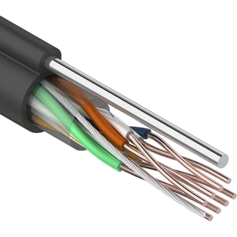 Кабель REXANT (01-0046)U/UTP,CAT5e,PE,4PR,24AWG,OUTDOOR,SOLID,с тросом,305м