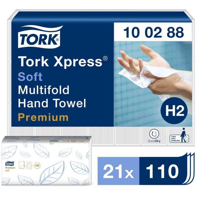Полотенца бумажные д/держ.Tork Н2 Premium 2сл.110л*21пач/уп 100288