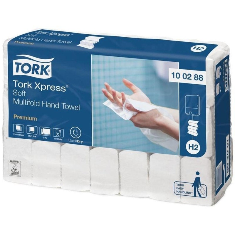 Полотенца бумажные д/держ.Tork Н2 Premium 2сл.110л*21пач/уп 100288
