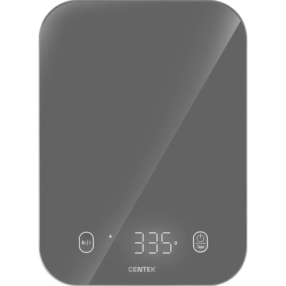 Весы кухонные Centek CT-2480 LED GRAY,150х15х205мм,max 5кг,шаг 1г