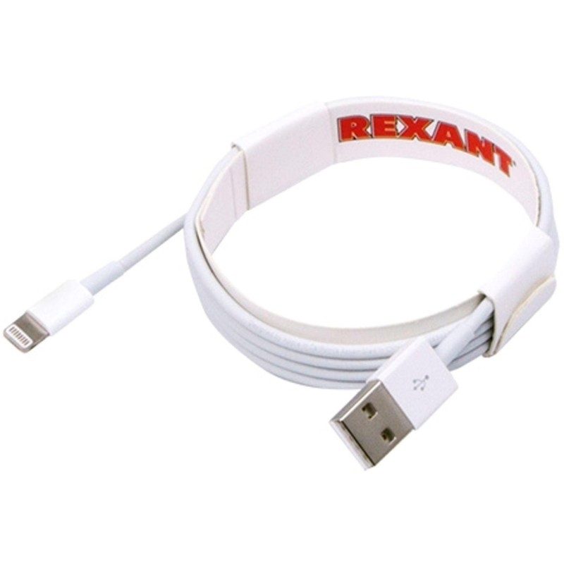 Кабель USB 2.0 - Lightning MFI, М/М, 1 м, Rexant, бел, 18-0000