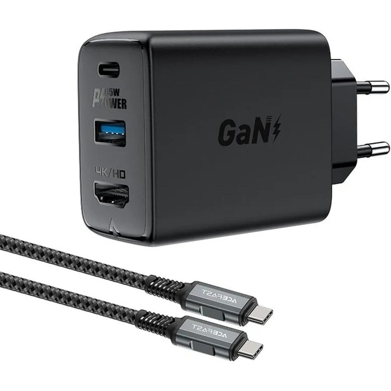 Зарядное устройство ACEFAST сетевое A17 65W GaN/USB-C/черный