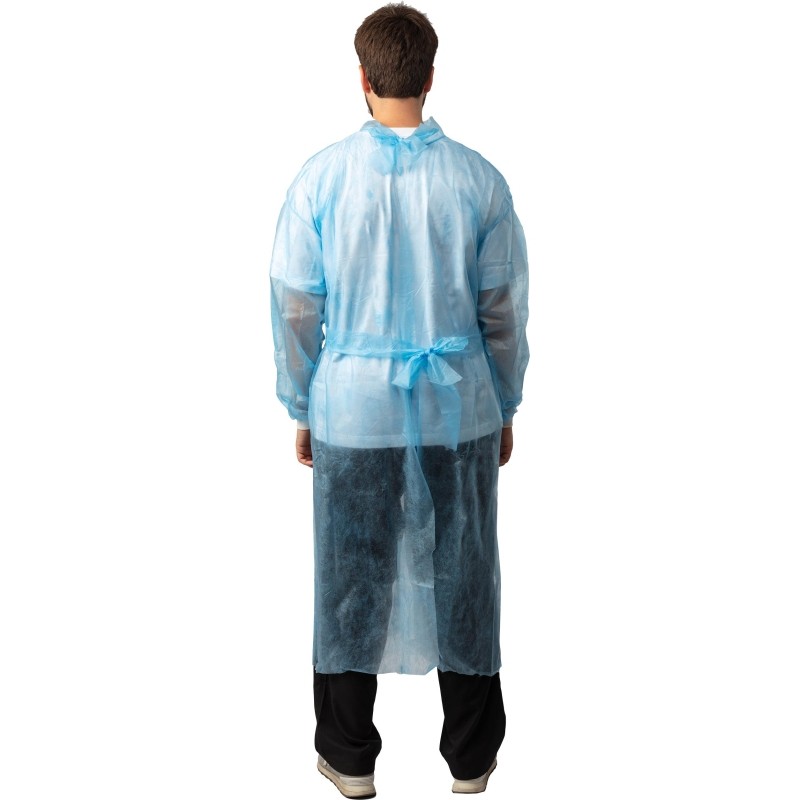 Халат н/с , на завязк, рук.манж, дл.110см, XXL,пл 20, голуб, 10 шт/уп