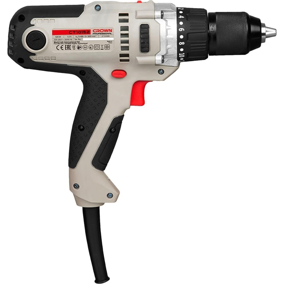 Дрель-шуруповерт сетевая CROWN CT10152