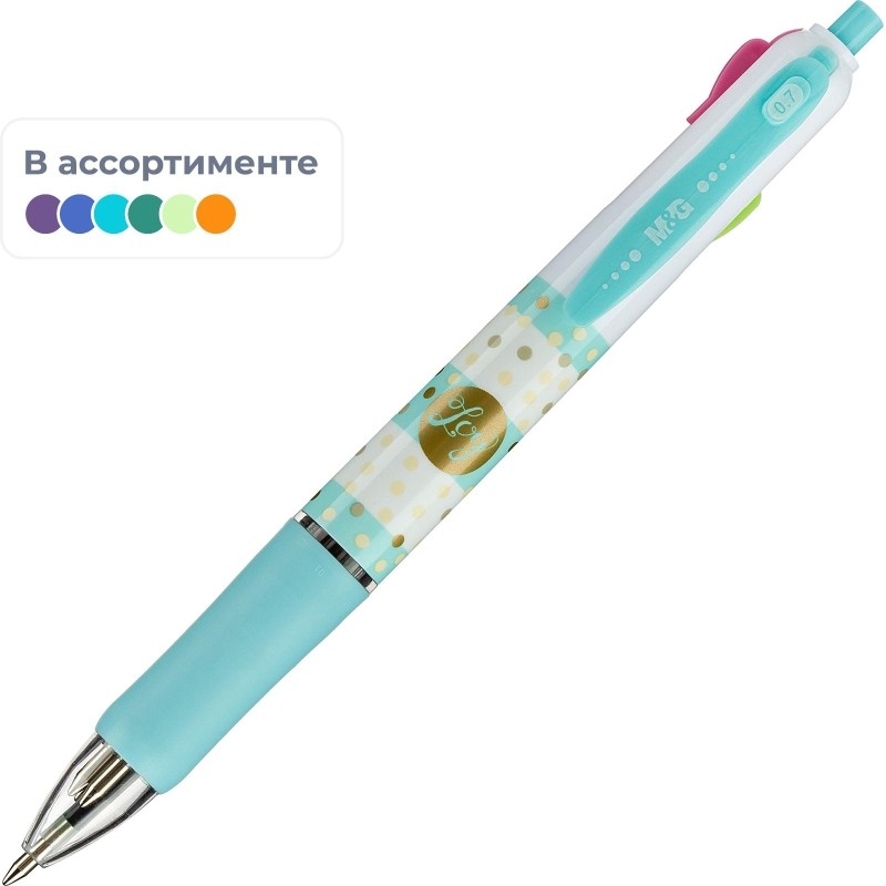 Ручка шариковая автомат. M&amp;G 4 цв в 1,манж,0,7 мм асс ABP803R5040796C