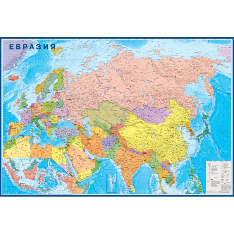 Карта настенная Евразия политическая 1,57х1,07 м,КН108