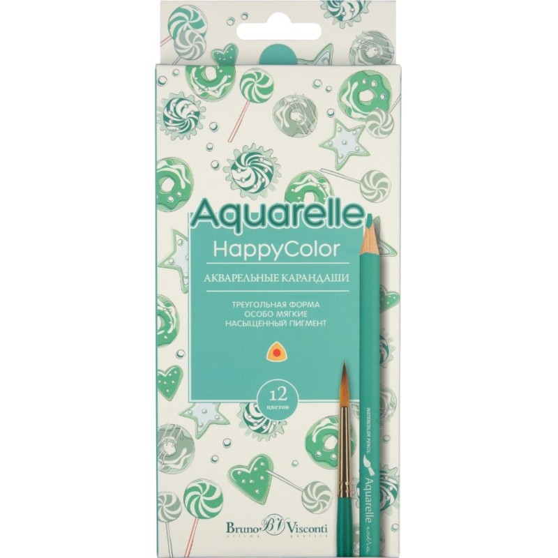 Карандаши акварельные HAPPYCOLOR 12цв, 30-0066