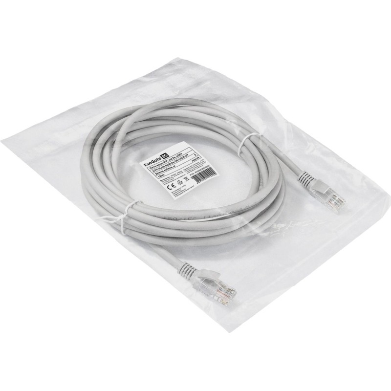 Патч-корд ExeGate UTP-RJ45-RJ45-5e-5M-LSZH-GY, cat.5e, 5м &lt;EX286385RUS