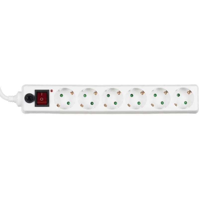 Сетевой фильтр BigTech CD6-1,8W15 (6р/1,8м/16А/3680 Вт 1,5мм белый)
