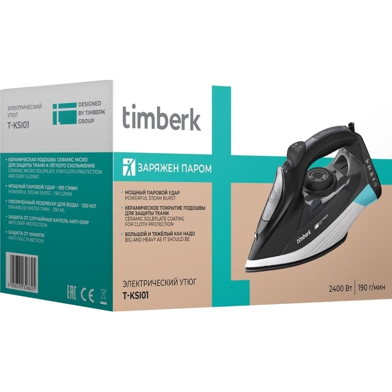 Утюг Timberk T-KSI01, керамика, 2400Вт, черный