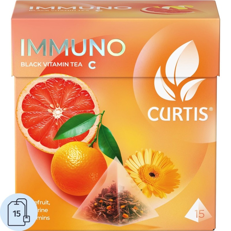 Чай Curtis Immuno черный, аромат, средний лист, 15 пирамидок