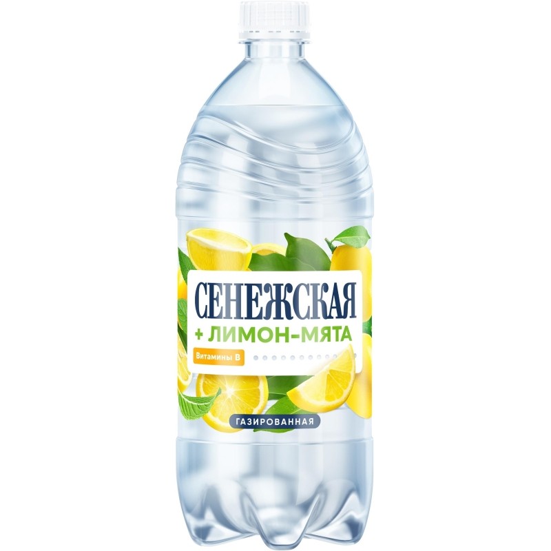 Вода питьевая Сенежская + Лимон, мята. сильногаз. ПЭТ 1л