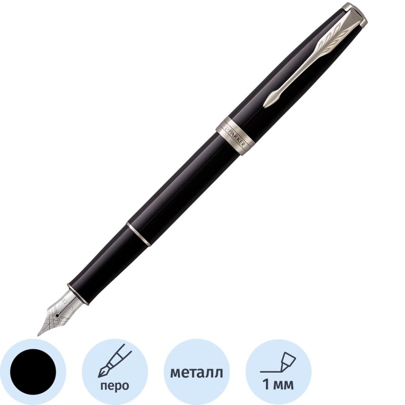 Ручка перьевая Parker Sonnet Black Lacque СT черн,1мм,кор 1931500