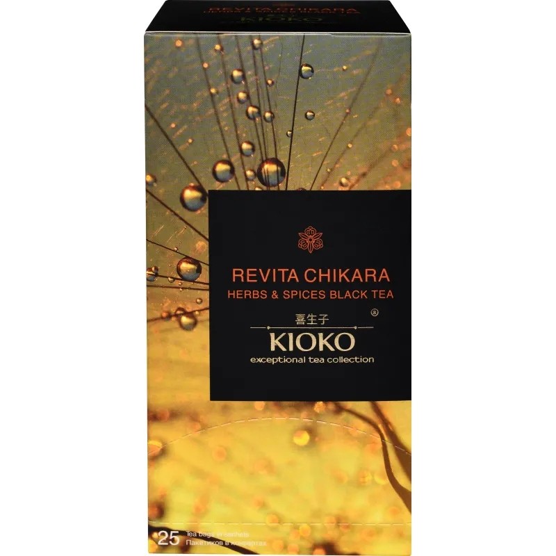 Чай Kioko Revita Chikara чёрный с добавками растительного сырья 25пакx2г