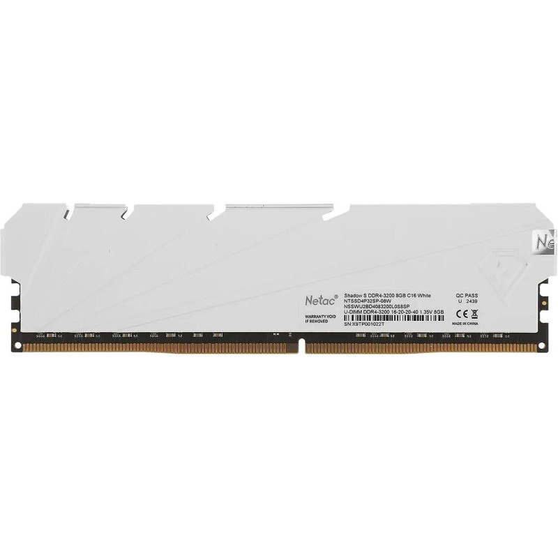 Модуль памяти Netac Shadow S 8GB DDR4 DIMM 3200Мгц (NTSSD4P32SP-08W)