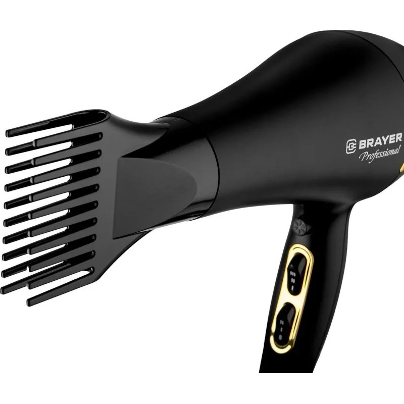 Фен BRAYER 3010BR,2200Вт,АСмотор,2cкор,3 темп,узкий конц., диффуз, гребень