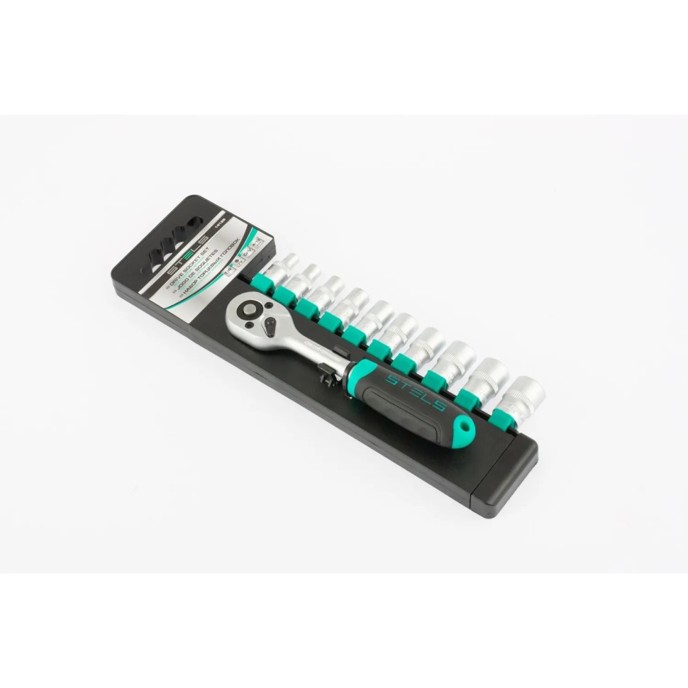 Набор головок торцевых с трещотк. Stels 11 предм 1/4 (4-13 мм) CrV (14125)