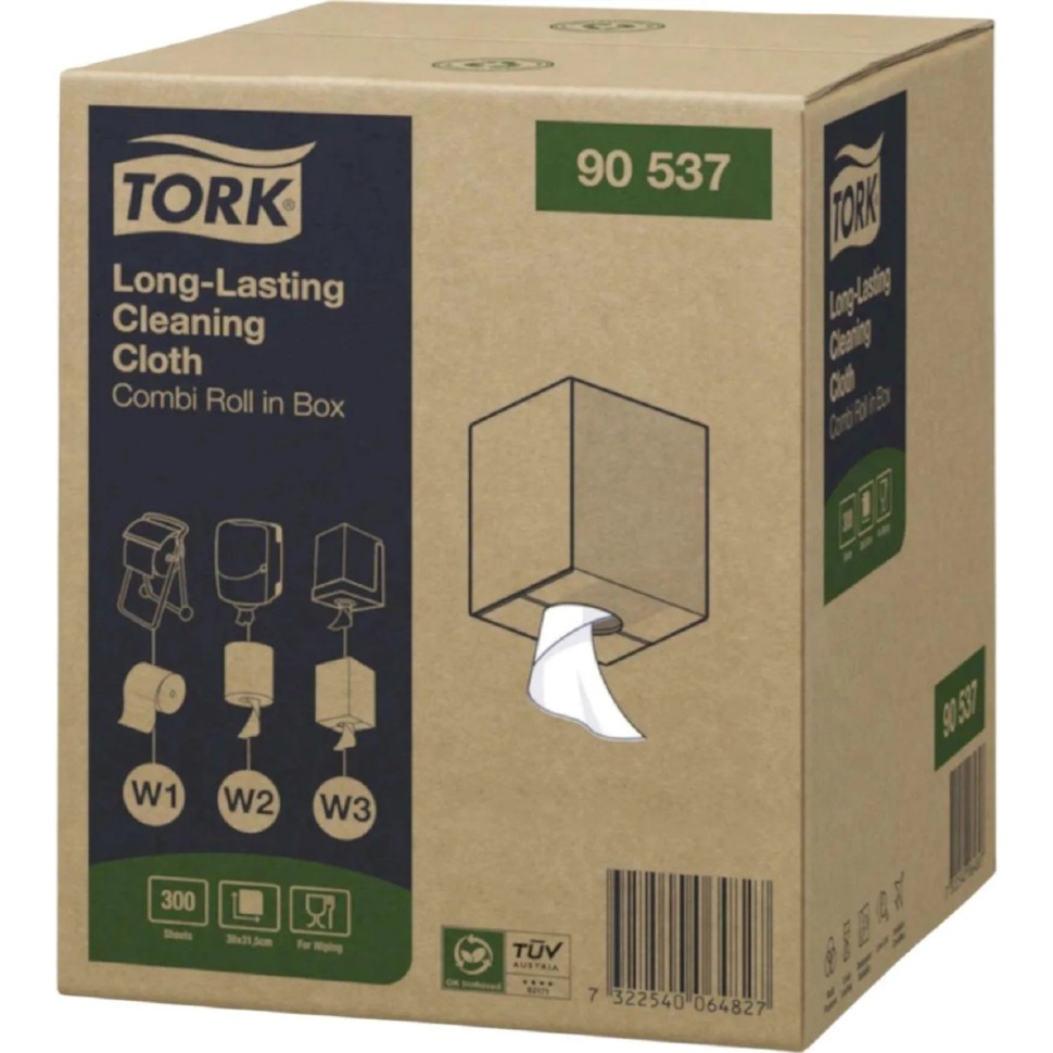 Материал протирочный нетканый Tork W1/W2/W3 300лx1рул/кор, белый 90537 Материал протирочный нетканый Tork W1/W2/W3 300лx1рул/кор, белый 90537