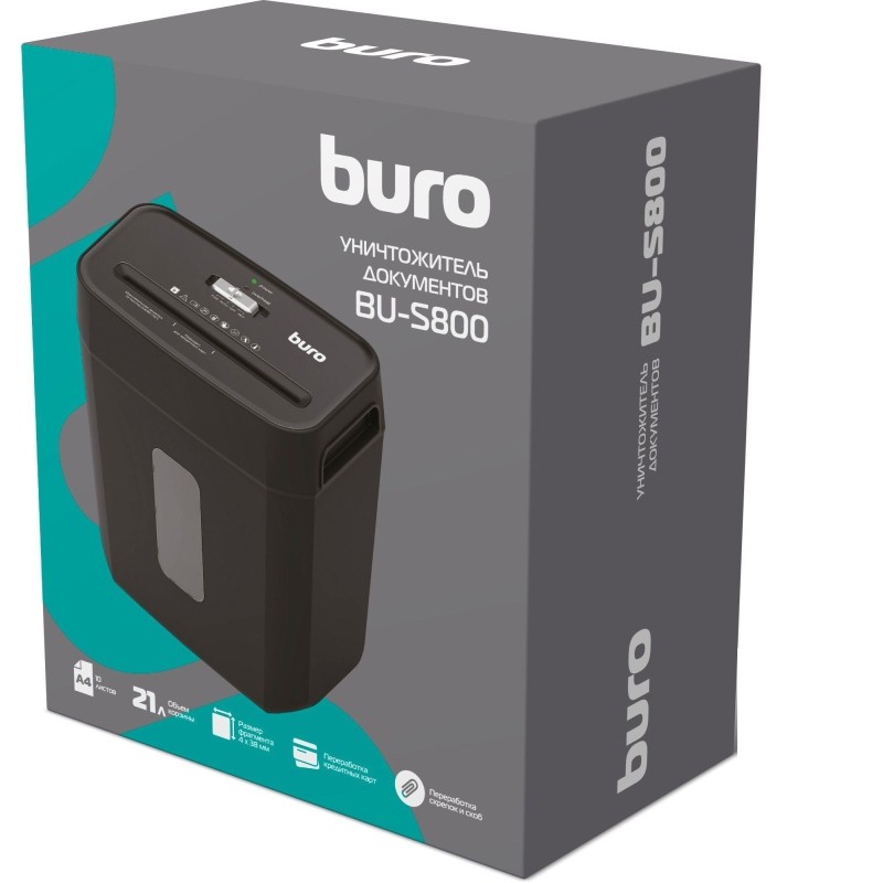 Шредер Buro Office BU-S800 (секр.P-4)/фрагменты/10лист./21лтр./пл.карты
