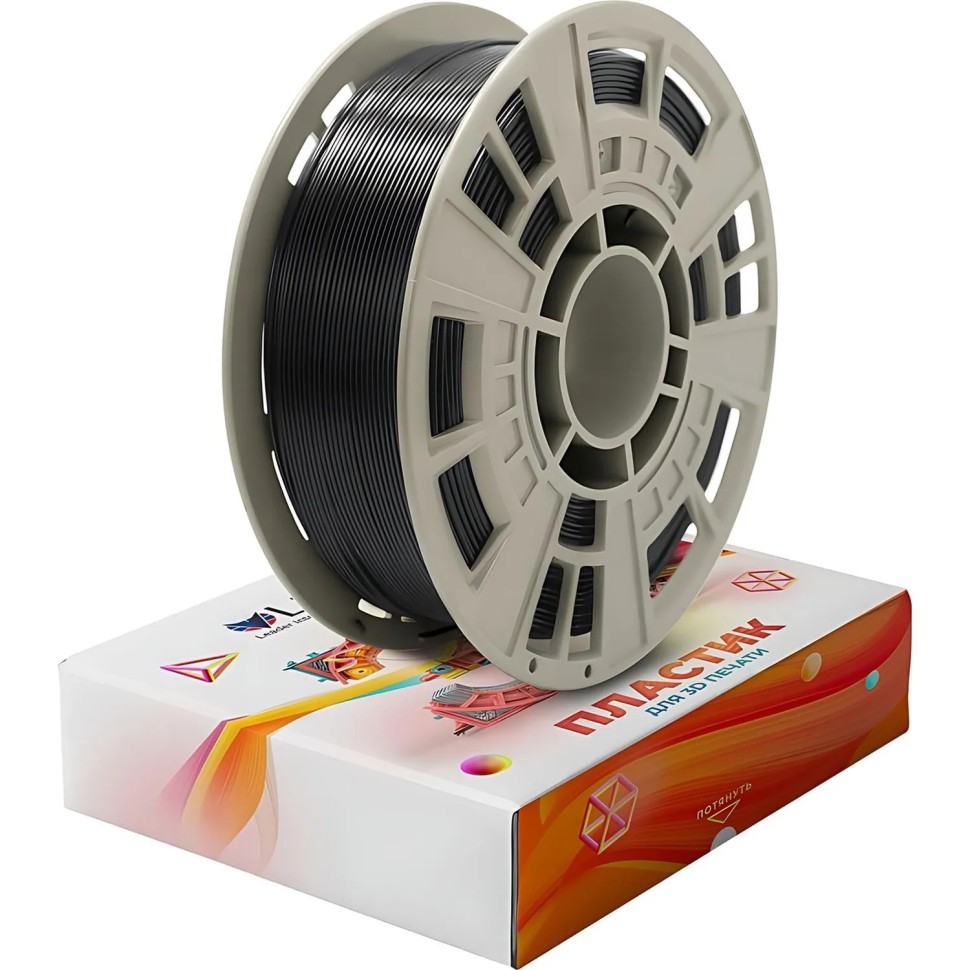 Катушка PETG+ пластик LIDER-3D для 3D принтера, 1.75 мм/черн./1 кг