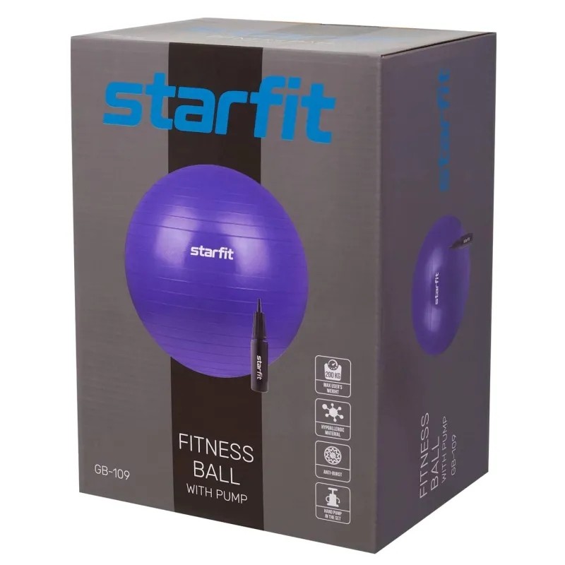 Фитбол STARFIT GB-109 85см,1500гр,антивзрыв,с ручн насос,т-син,УТ-00020234