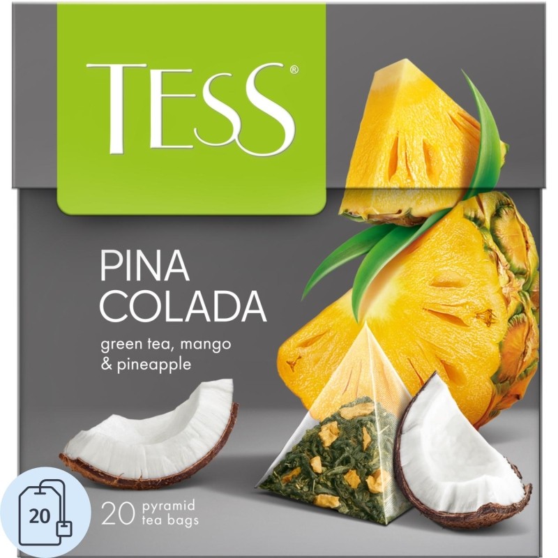 Чай зеленый в пирамидках Tess Pina Colada, 20х1,8гр