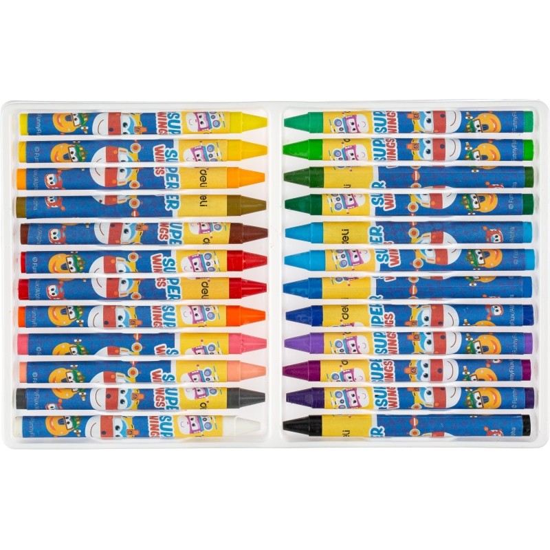 Мелки восковые Deli Super Wings круглые наб 24цв. картон/европод,EC21020