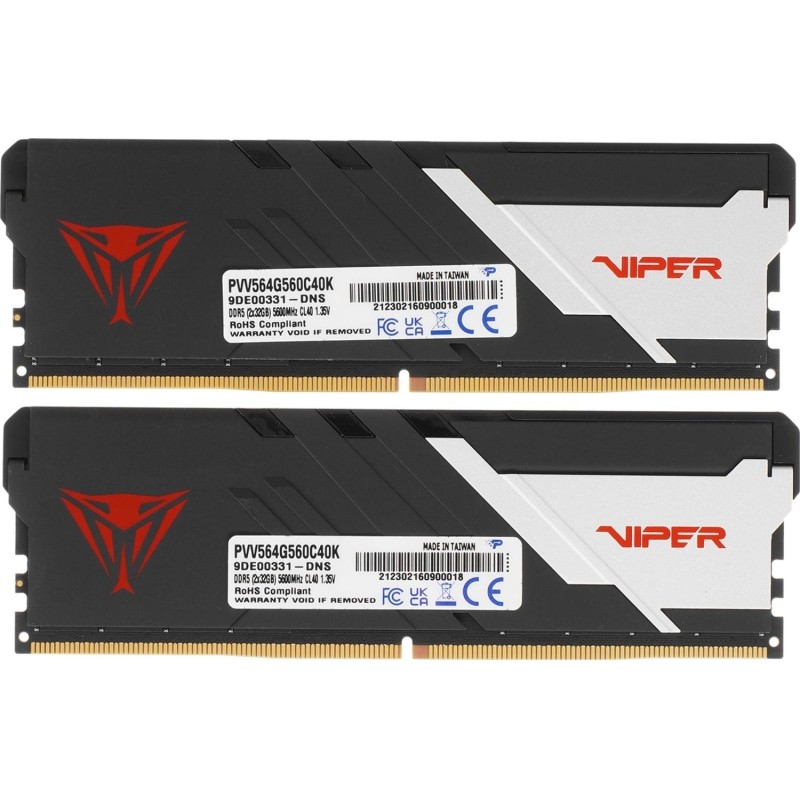 Модуль памяти Patriot Viper DDR5 DIMM 2x32Gb 5600MHz CL40(PVV564G560C40K)