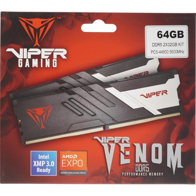 Модуль памяти Patriot Viper DDR5 DIMM 2x32Gb 5600MHz CL40(PVV564G560C40K)