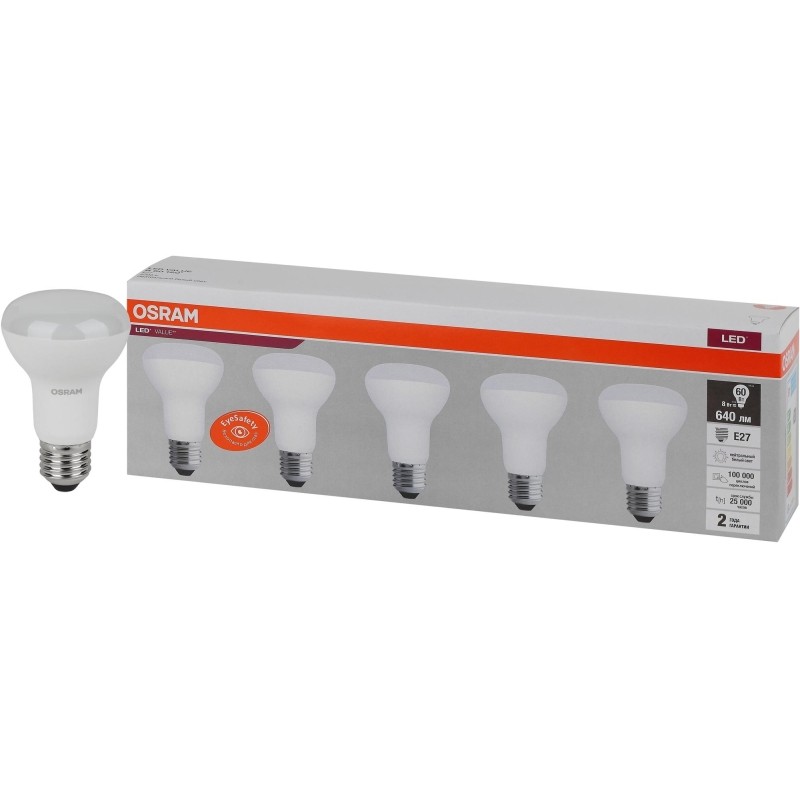 Лампа светодиодная OSRAM LVR60 8SW/840 230V E27 (5 шт/уп) 584068