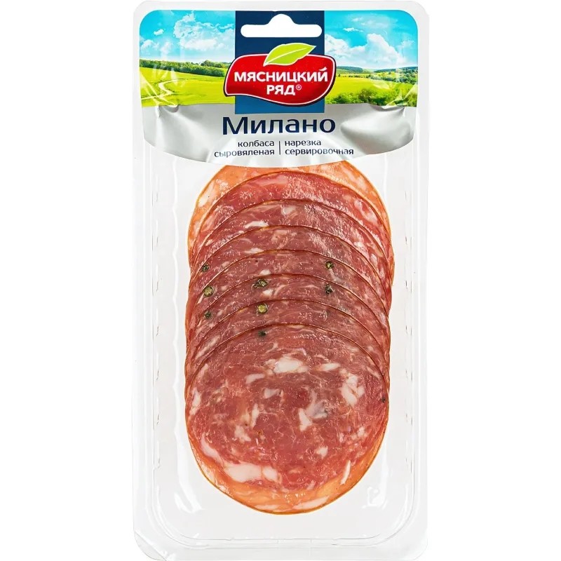 Колбаса Милано с/п, охл., нарезка 90г Мясницкий ряд
