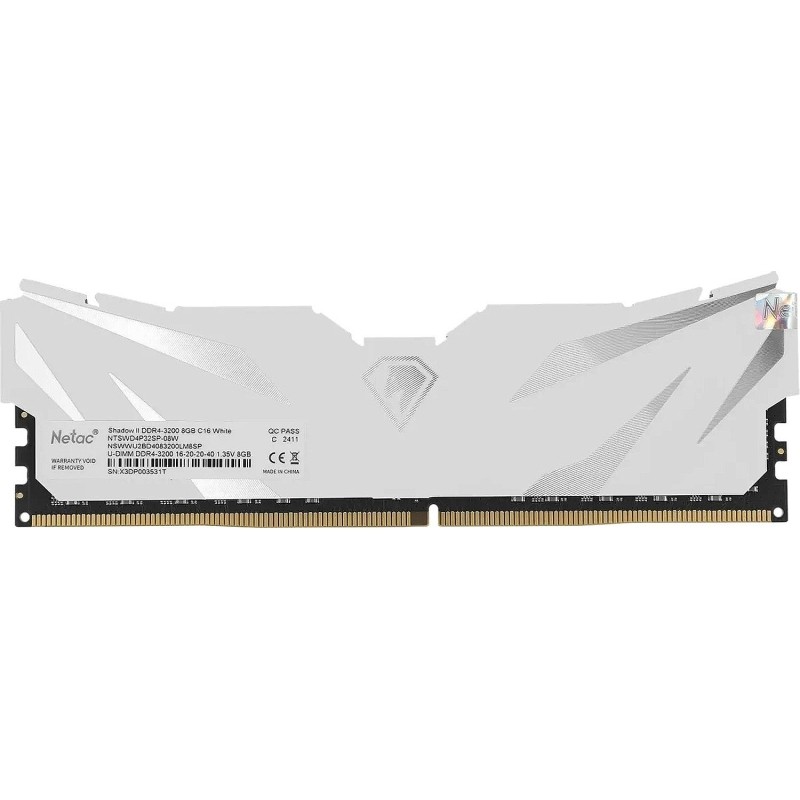 Модуль памяти Netac Shadow II 8GB DDR4 DIMM 3200Мгц (NTSWD4P32SP-08W)