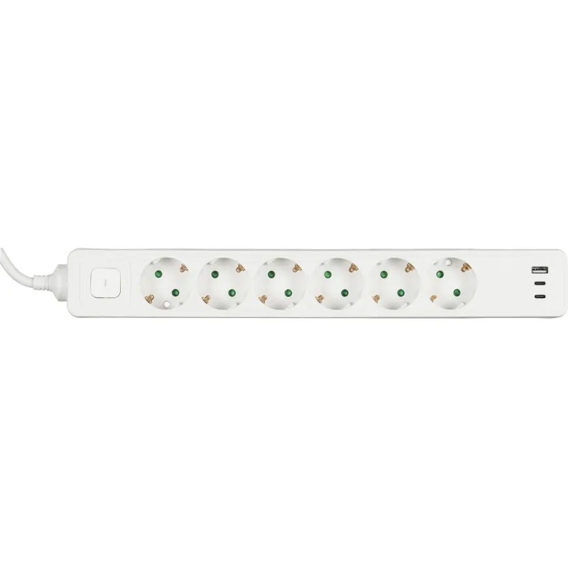 Сетевой фильтр BigTech CD6-1,4WU (6р/1,4м/USB-C/USB-A/16А/3680Вт белый)