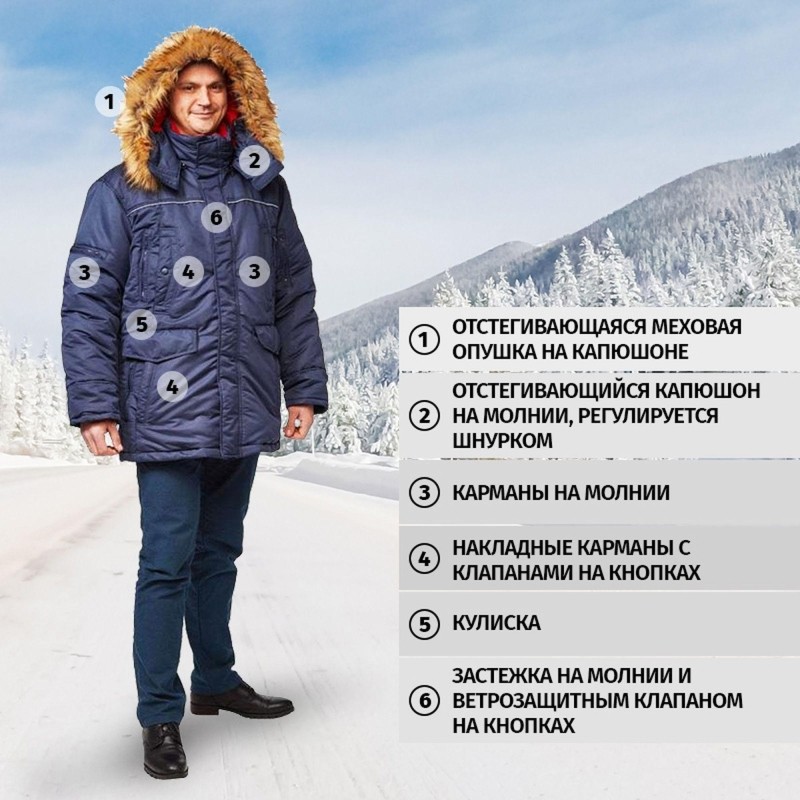 Куртка рабочая зимняя муж. з28-КУ син (р.60-62)170-176