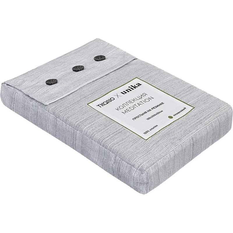 Простыня 160х200х30 на резинке из сатина, olive,TK24-FS0037