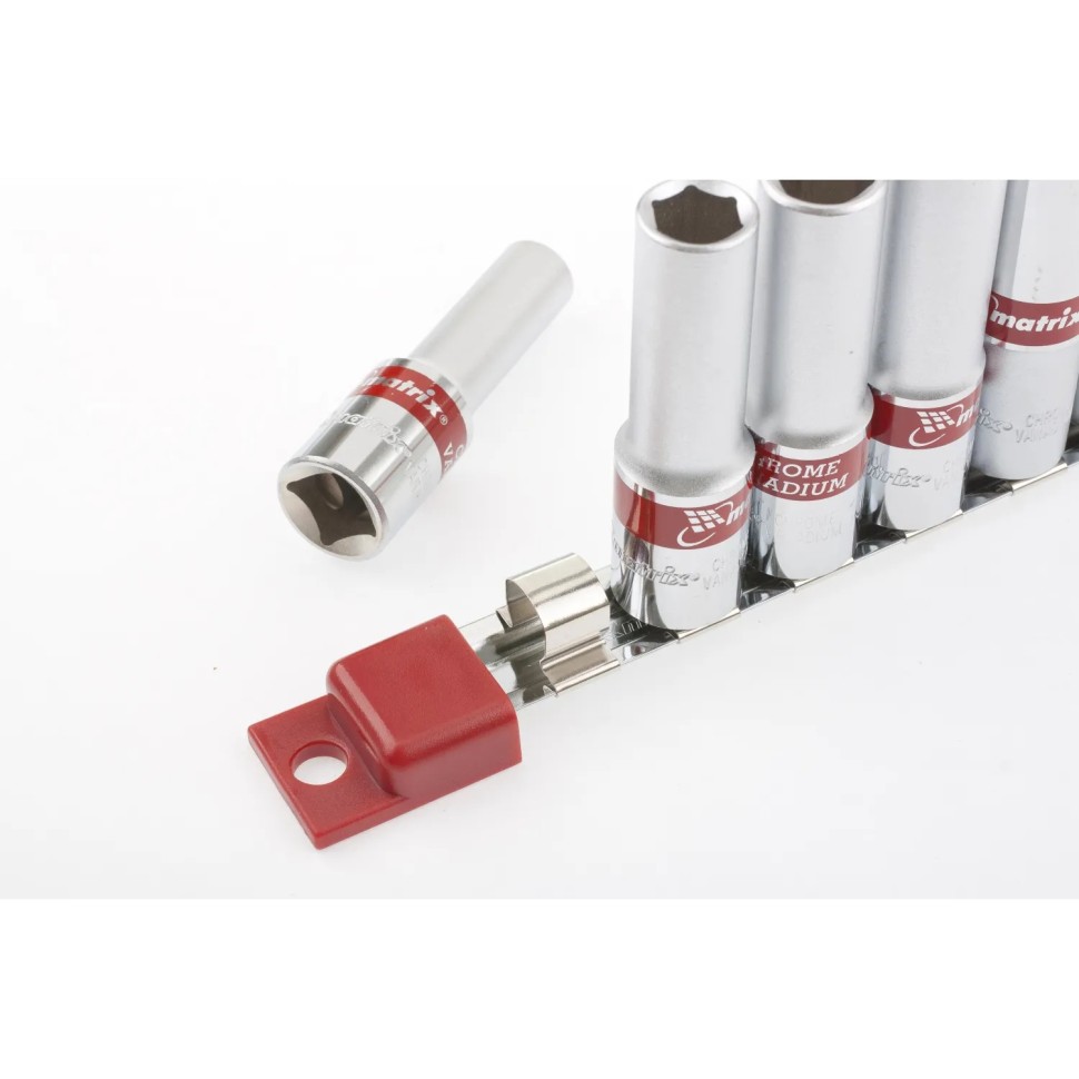 Набор головок торцевых удлиненных 3/8, CrV, 10 шт (8-19 мм) MATRIX 13591