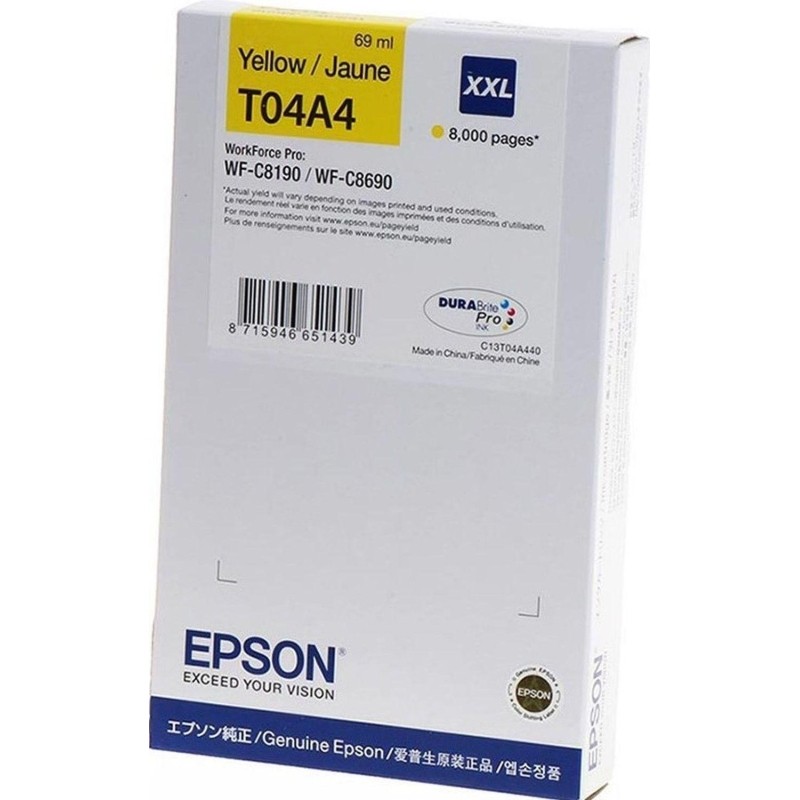 Картридж струйный Epson C13T04A440/n желт. пов.емк. для WF-C8190/8690