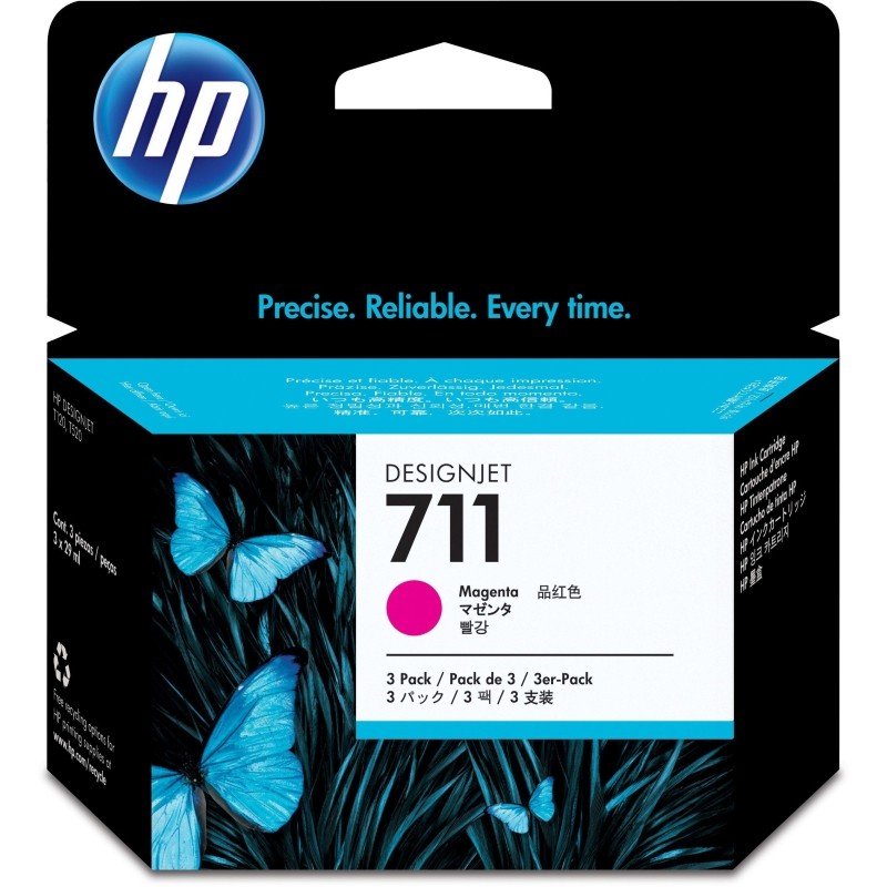 Картридж струйный HP 711 CZ135A пурп. для DgnJ T120/520 (3шт/уп)