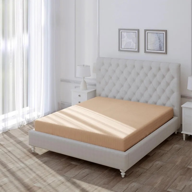 Простыня на резинке 200х200 см, страйп-дизайн, 105г/м2, Coffee cream 789245