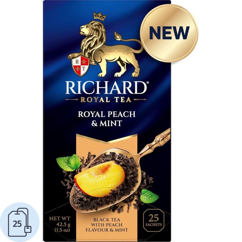 Чай Richard Royal Peach &amp; Mint черный, ароматизированный, 25 сашет