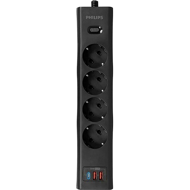 Сетевой фильтр Philips CHP8246BA/51 4р/2м с USB, 10А, черный