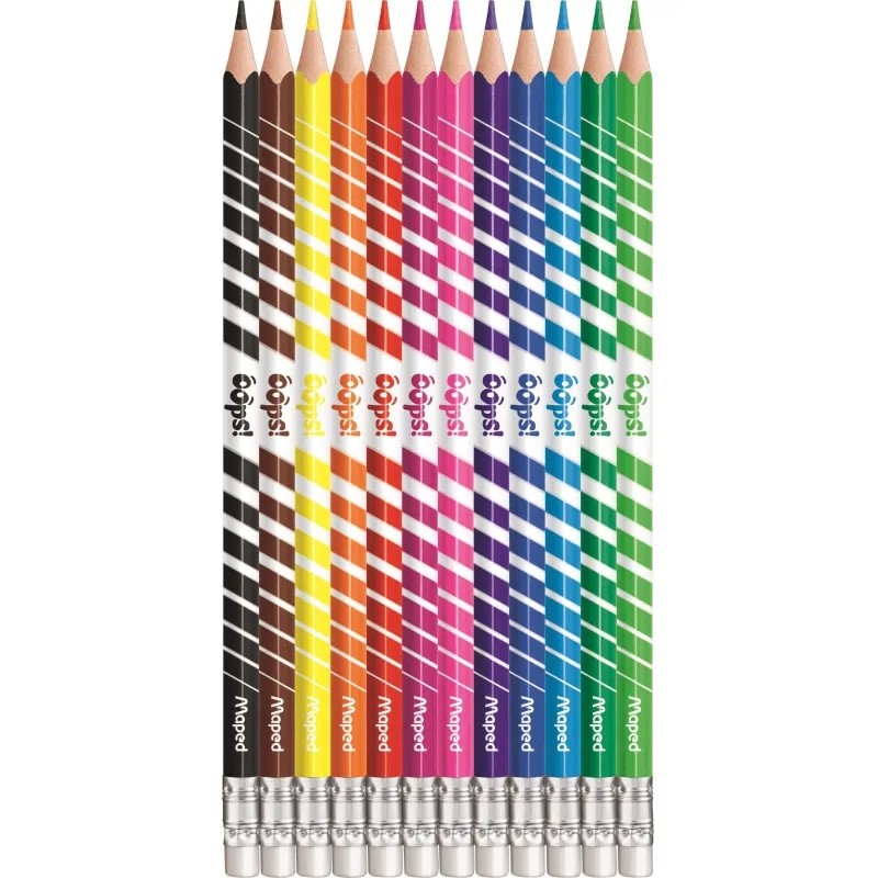Карандаши цветные Maped COLOR&#039;PEPS OOPS пластик,c ластиком,12цв/наб,832812