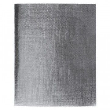 Бизнес-тетрадь А5,48л,кл,скреп,обл.бумвинил,бл.офс METALLIC Серебро 058960