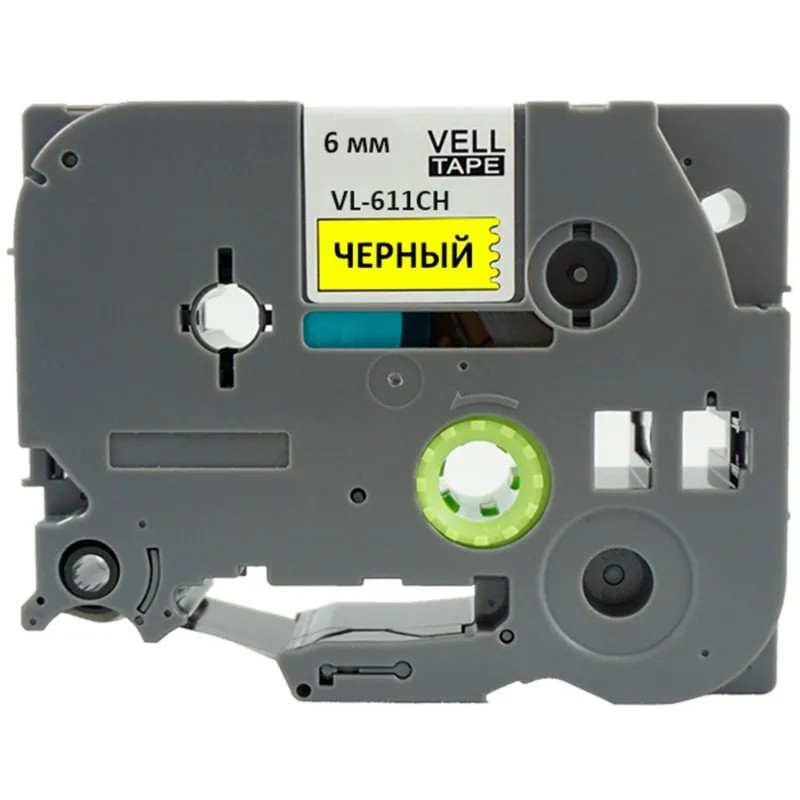 Картридж Vell VL-611CH (с чипом,6 мм, черный/желтом)для PT-100E/100ECH/D200