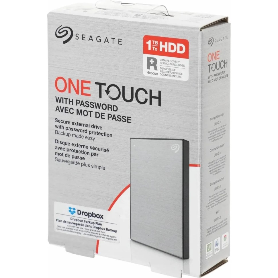 Портативный HDD Seagate 1TB STKY1000401 OneTouch2.5 USB3.0 TypeA Silver